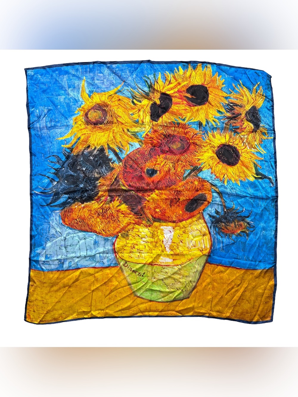 Van Gogh Silk Art Scarf - "Twelve Sunflowers"